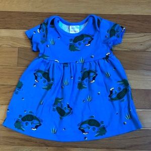 Hanna Andersson Baby Dress w Matching Bloomers, 3-6 Month Blue w Alligators